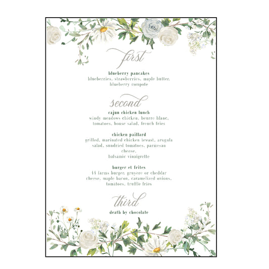 green & white | menus