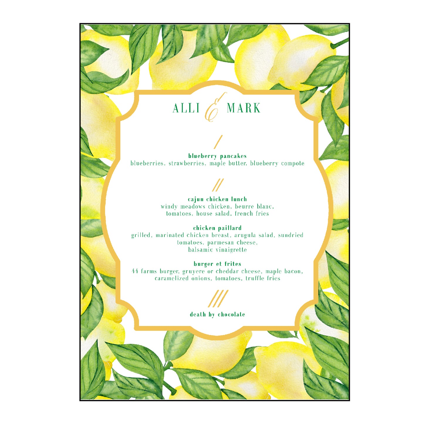 lemons | menus