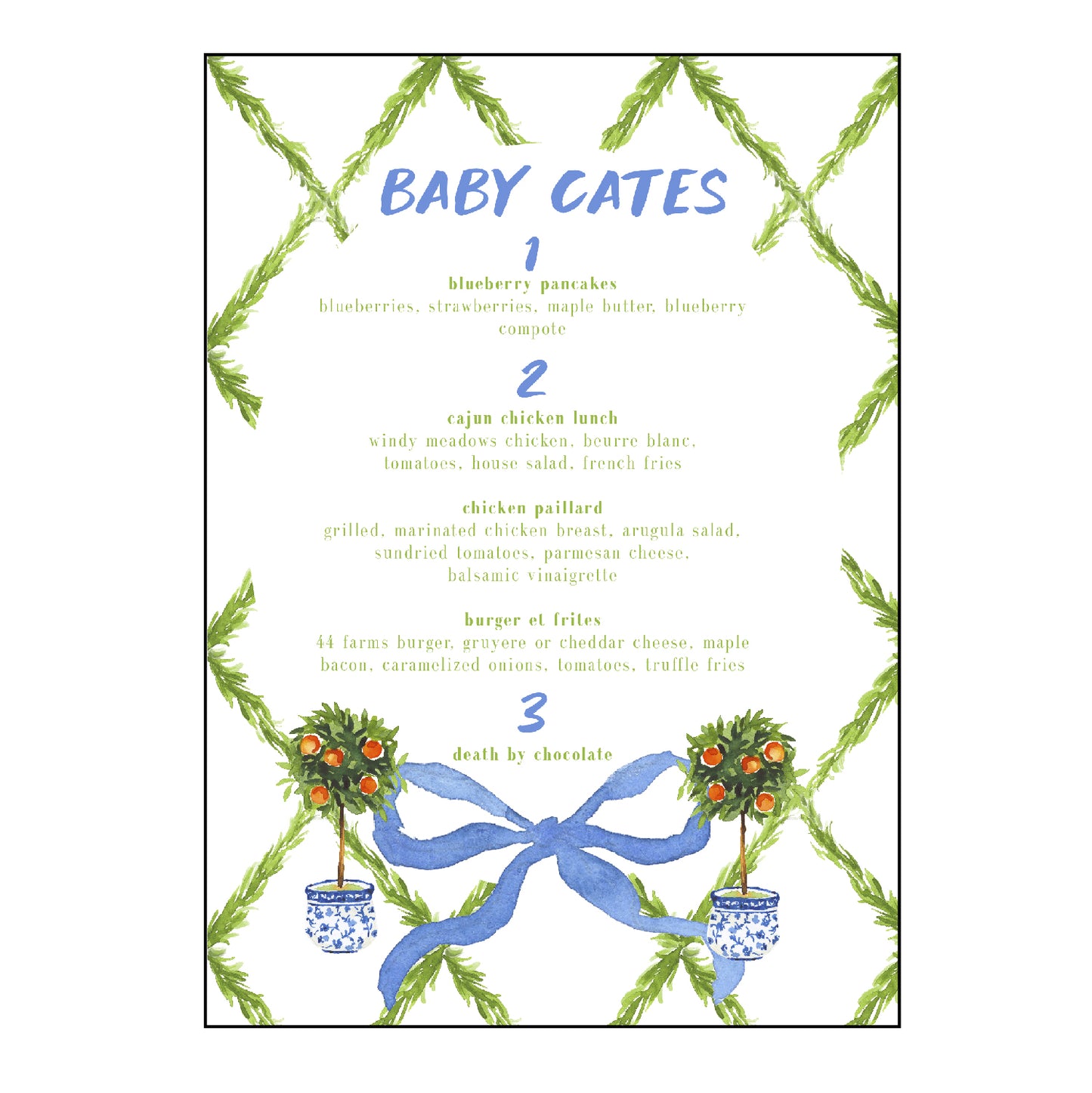 boxwood bow | menus