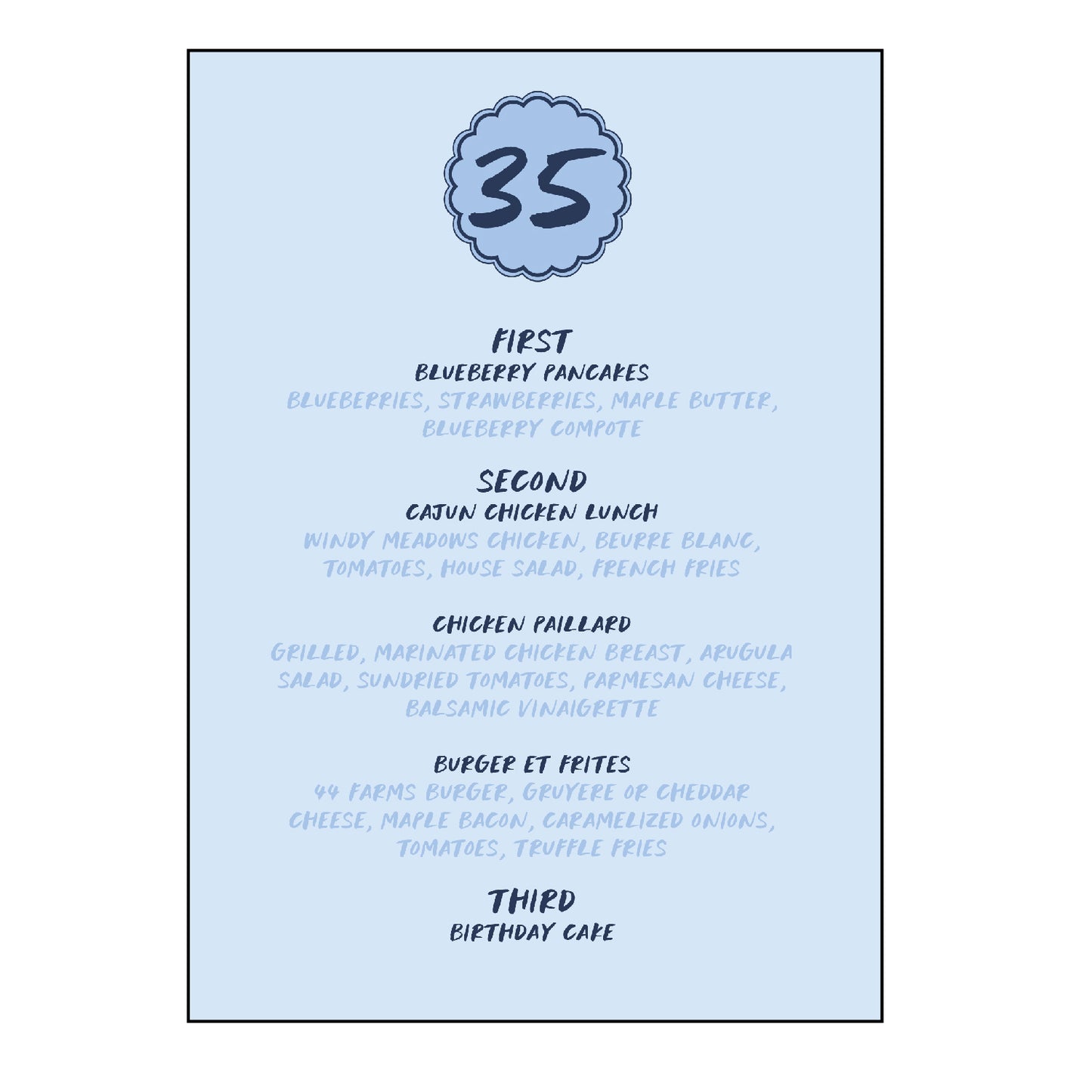 blue scallop | menus