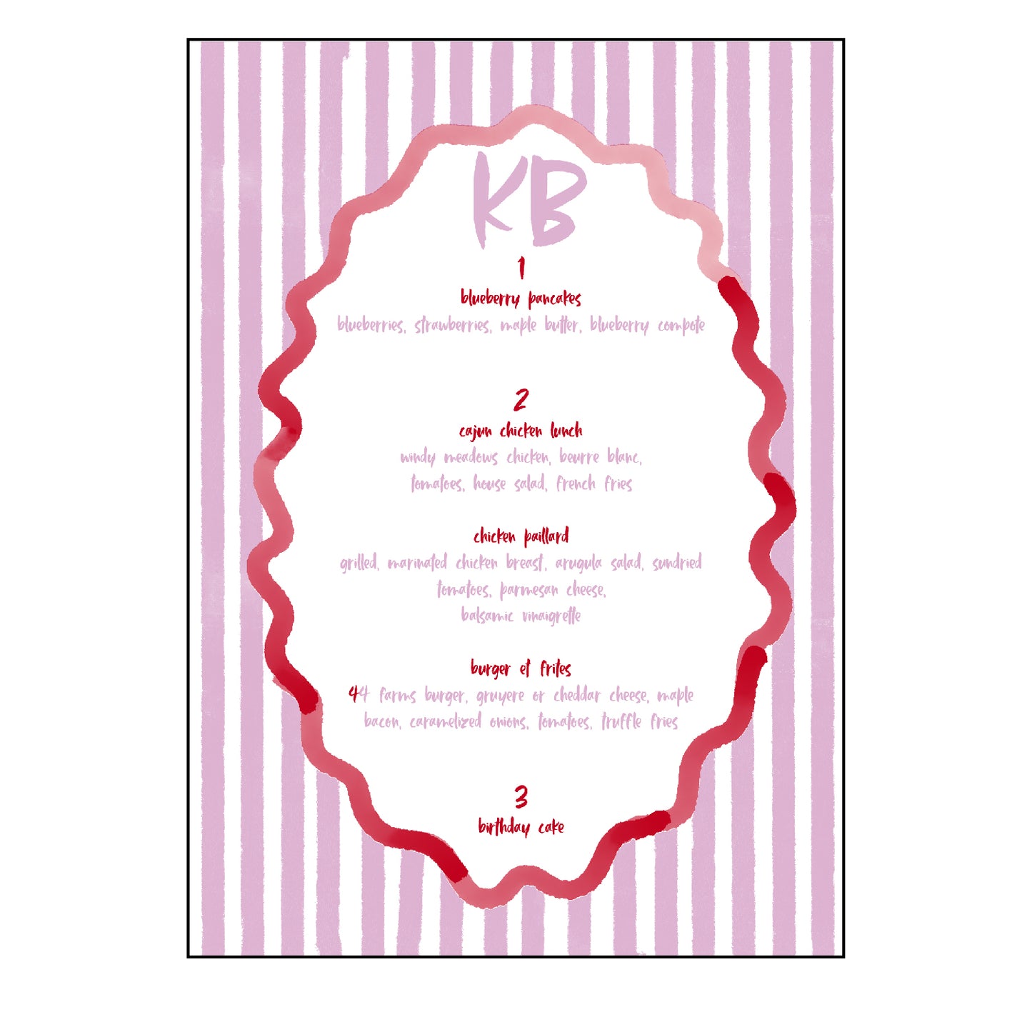 pink stripes | menus