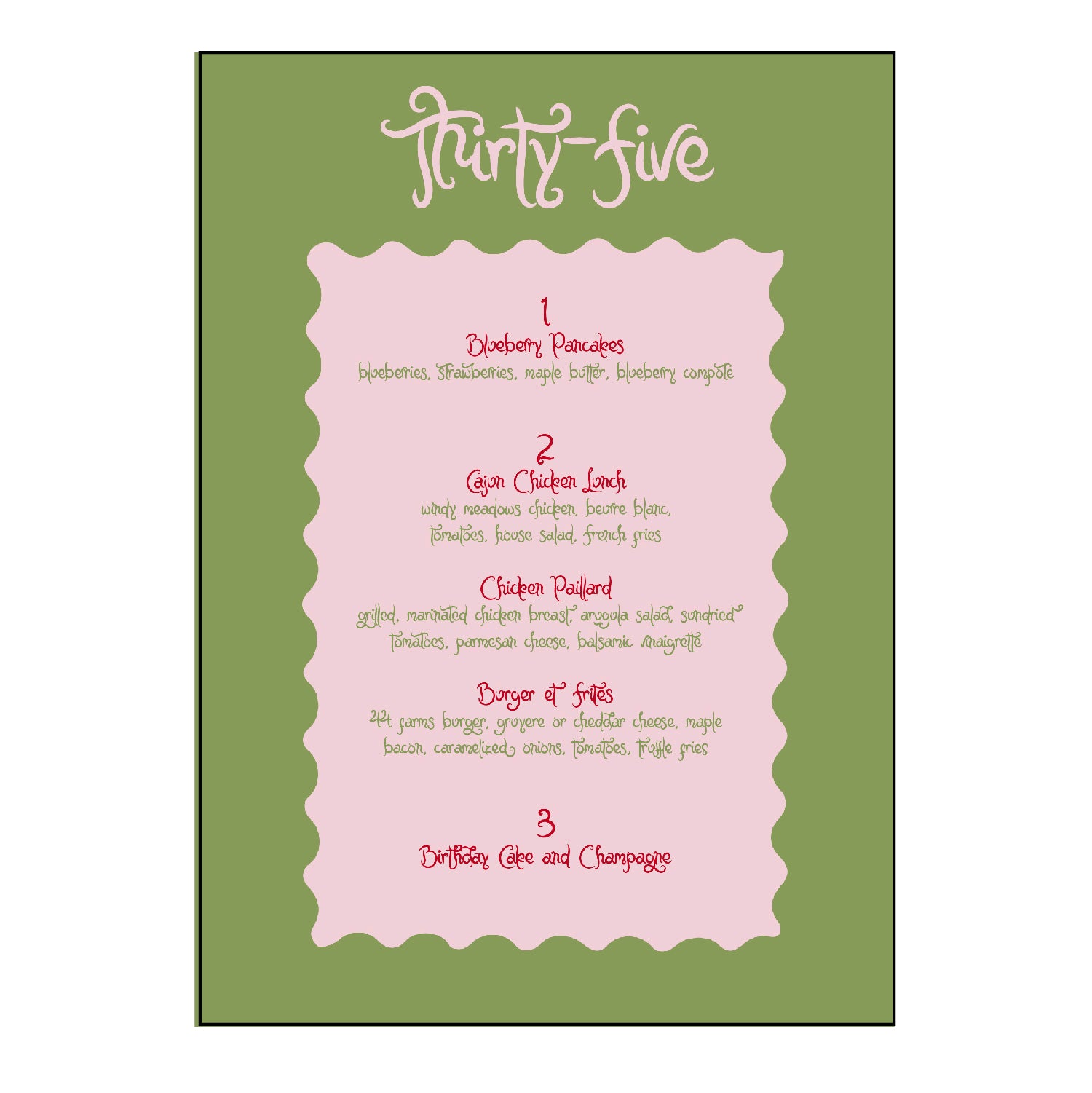 green border | menus