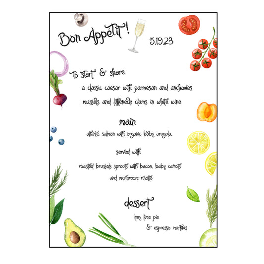 ingredients | menus