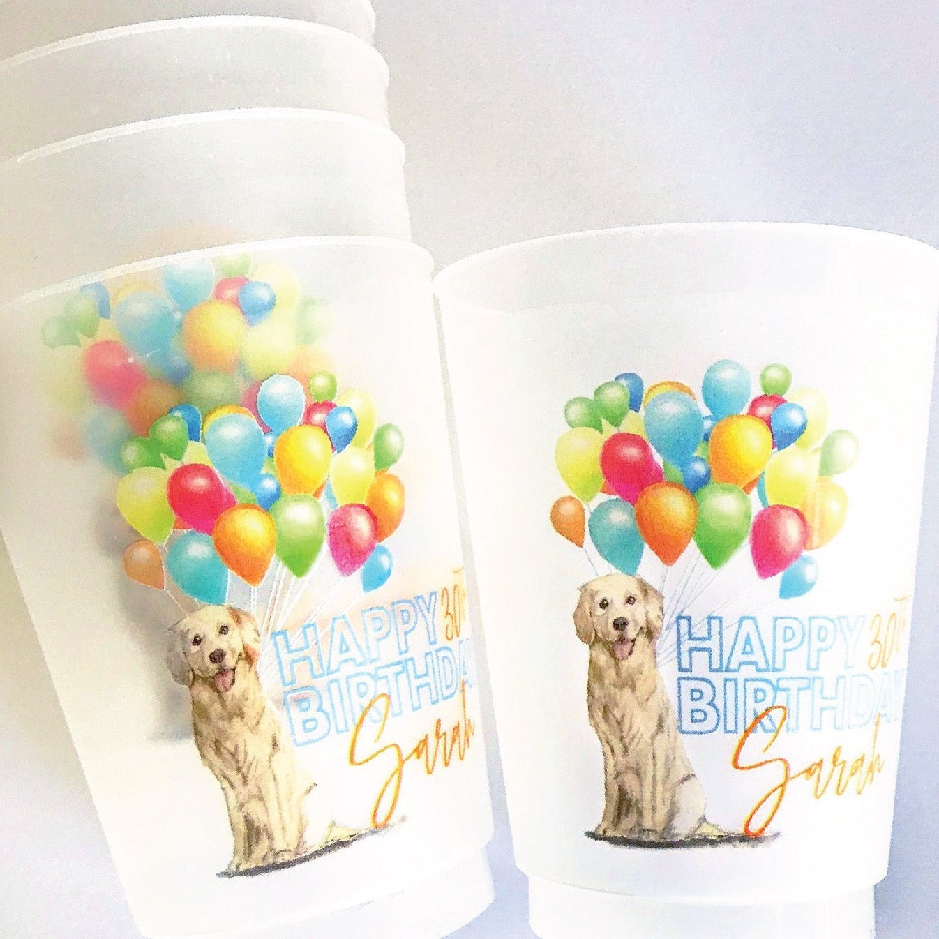 personalized dog birthday frosted flex cups