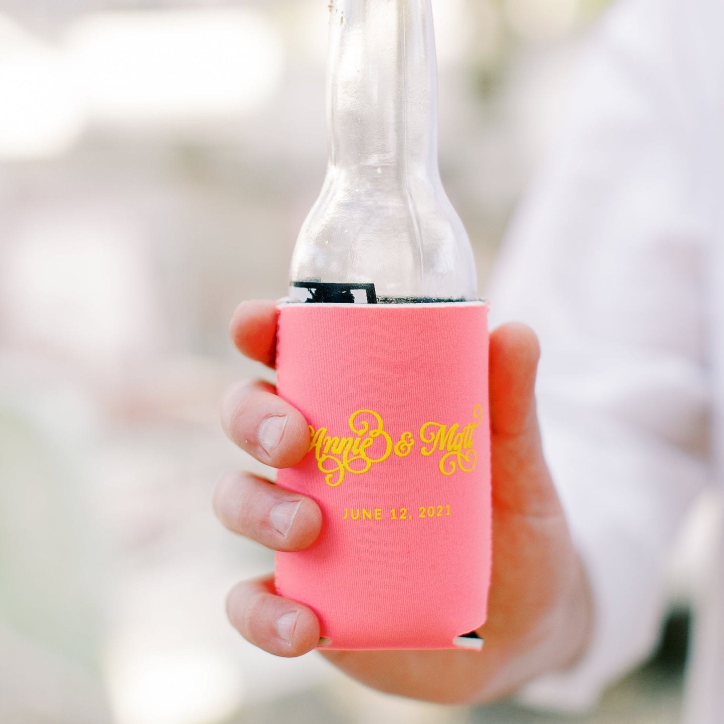 Personalized neon can koozies