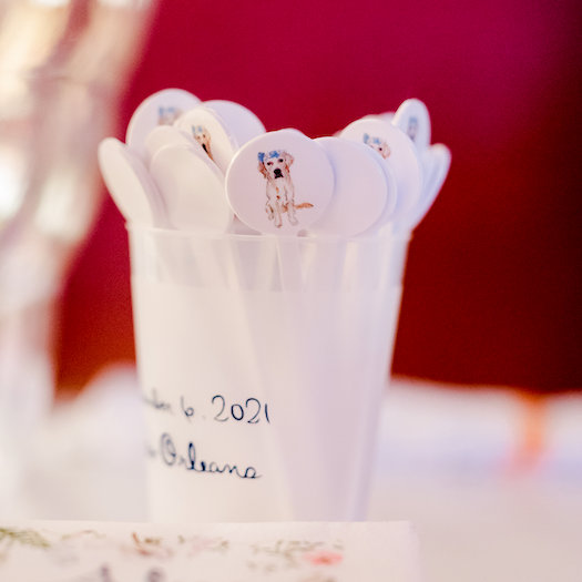 Personalized white round stir stick