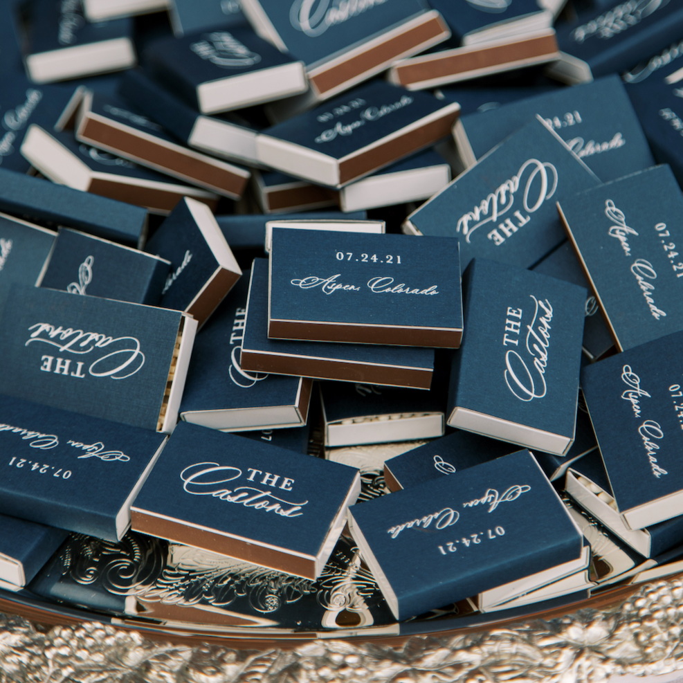 Bowl of wedding matchboxees