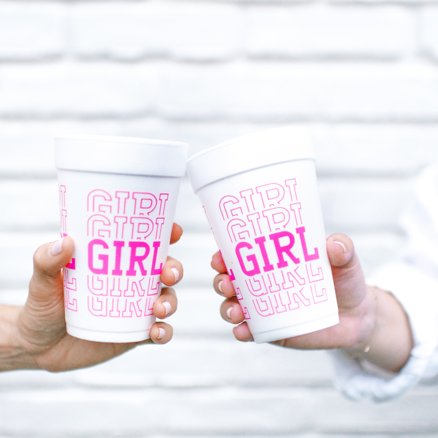 pink girl styrofoam cups