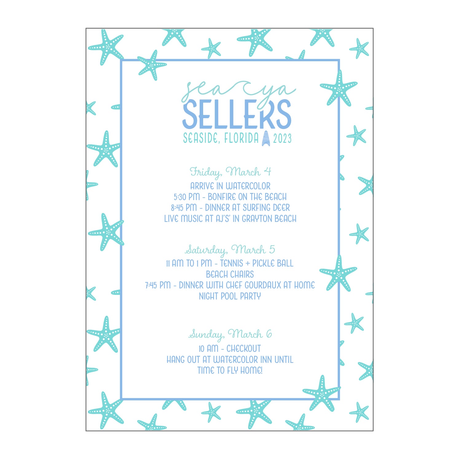 seaside | itinerary