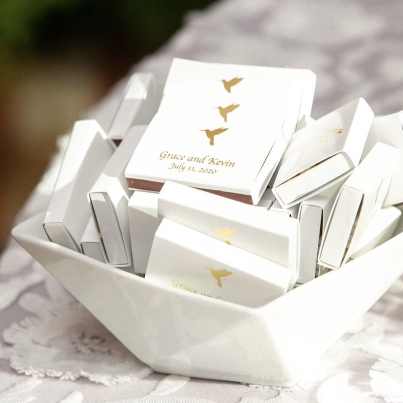 foil gold dove matchboxes