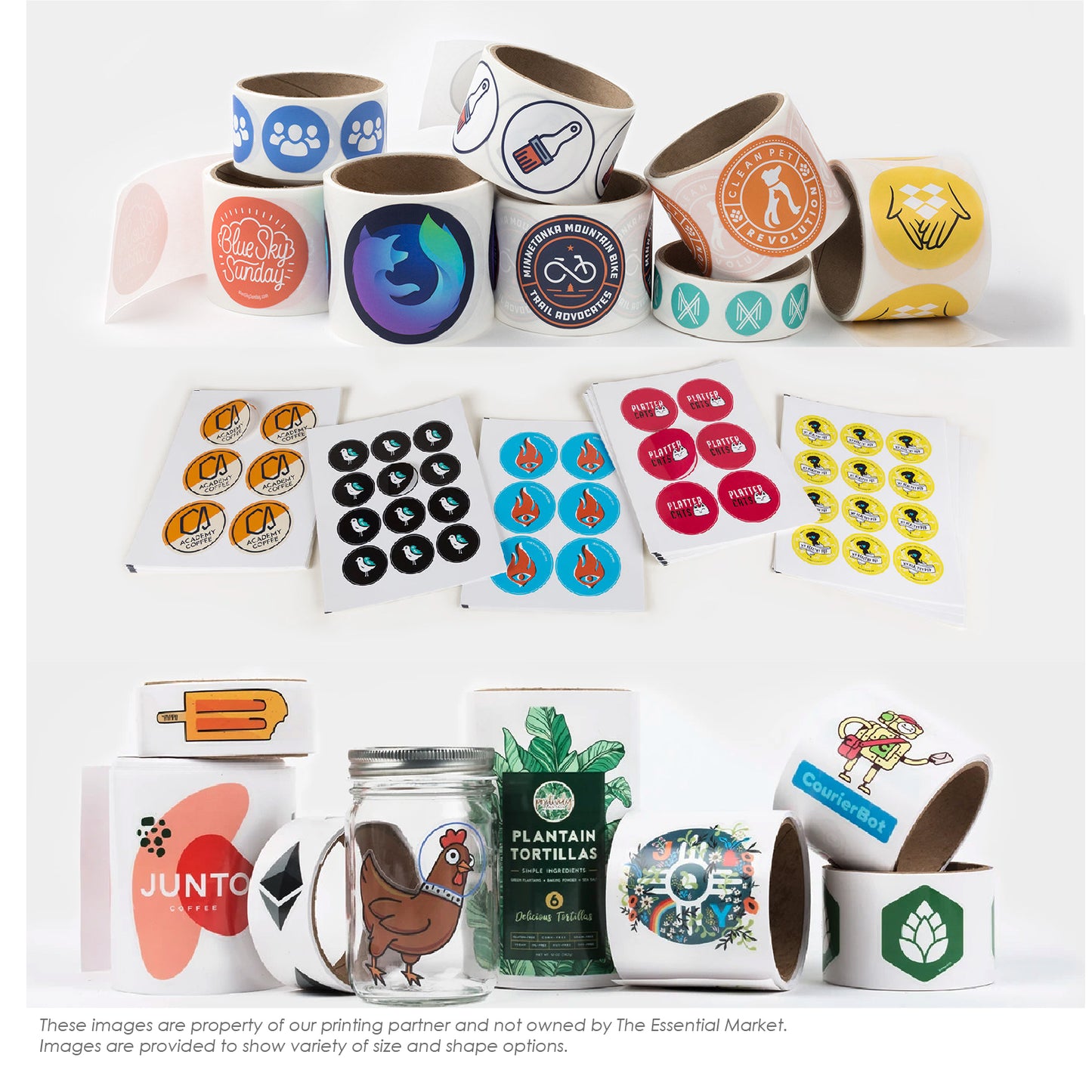sticker rolls and sheets