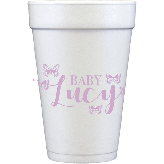 personalized baby butterflies | styrofoam cup