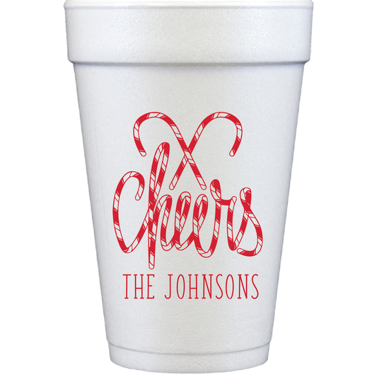 Personalized candy cane cheers | styrofoam cup