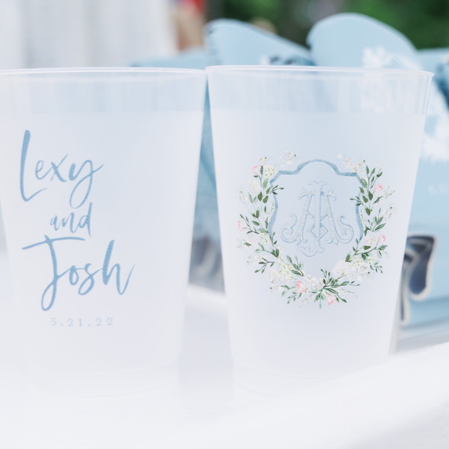 Personalized wedding frosted flex cup