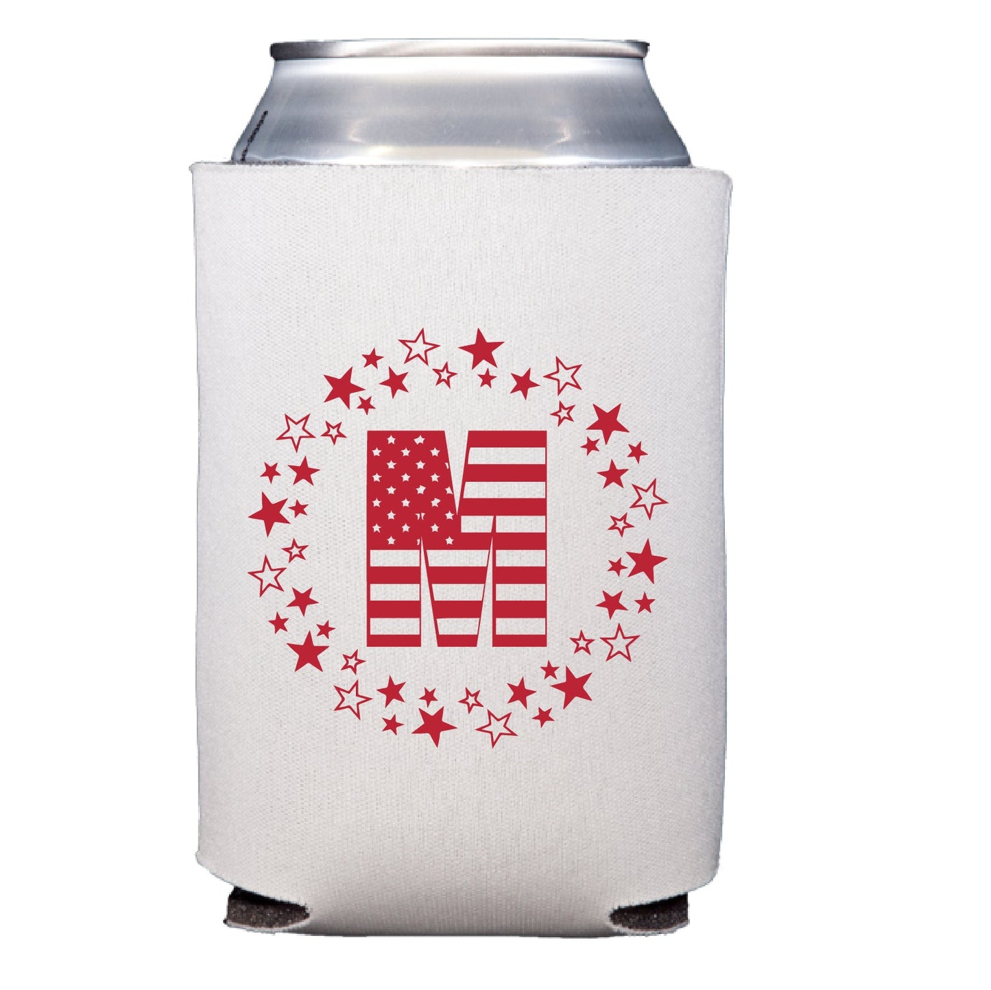 flag letter monogram | can cooler