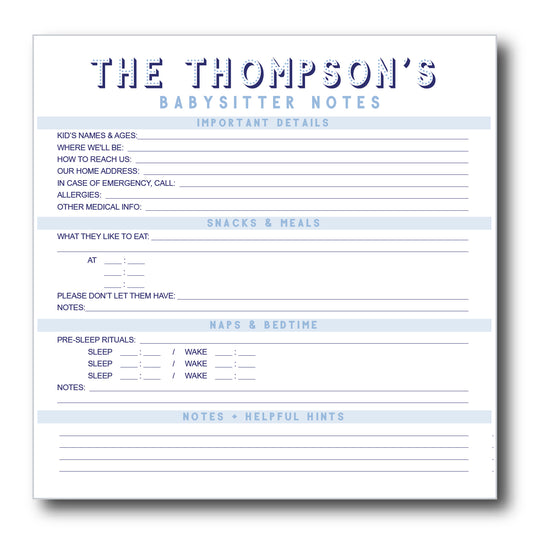 babysitter notes | Notepad