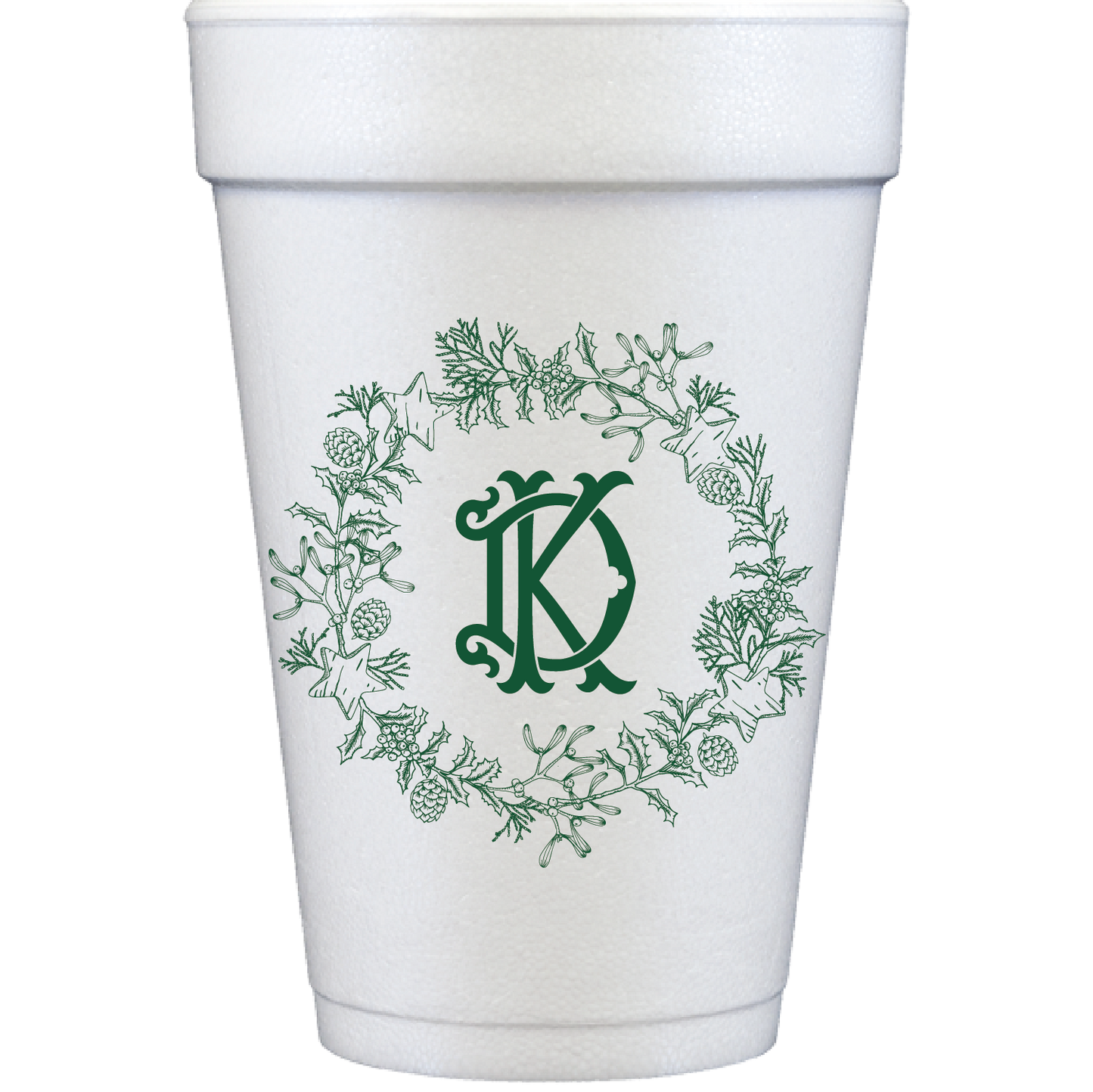 personalized holiday wreath | styrofoam cup