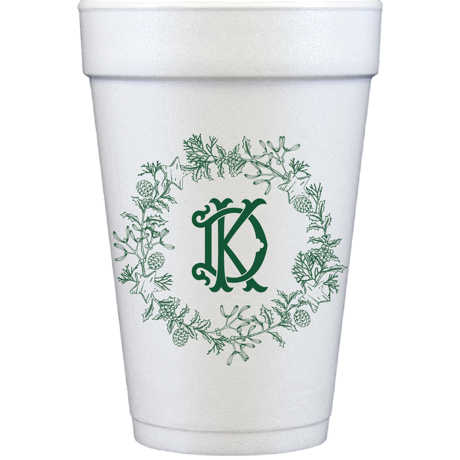 personalized holiday wreath | styrofoam cup