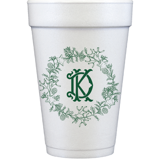 personalized holiday wreath | styrofoam cup