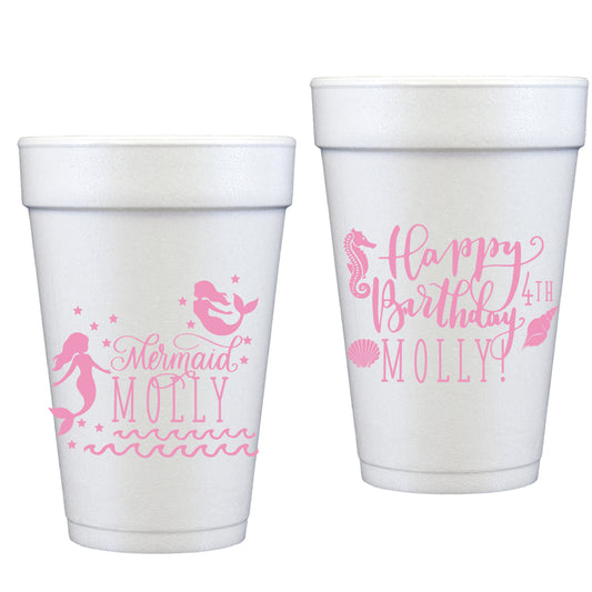 personalized mermaid birthday | styrofoam cup