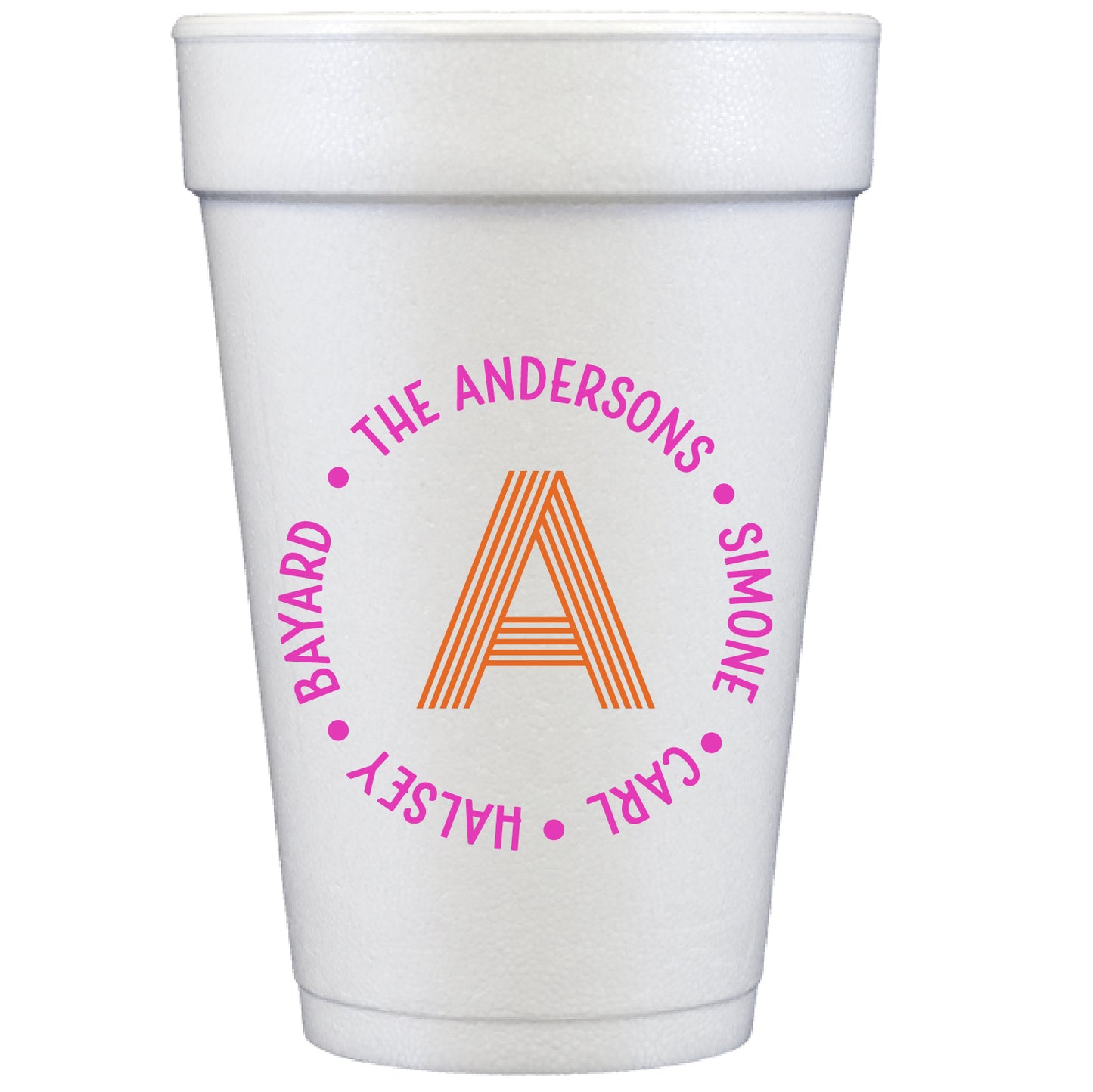retro name circle | styrofoam cups