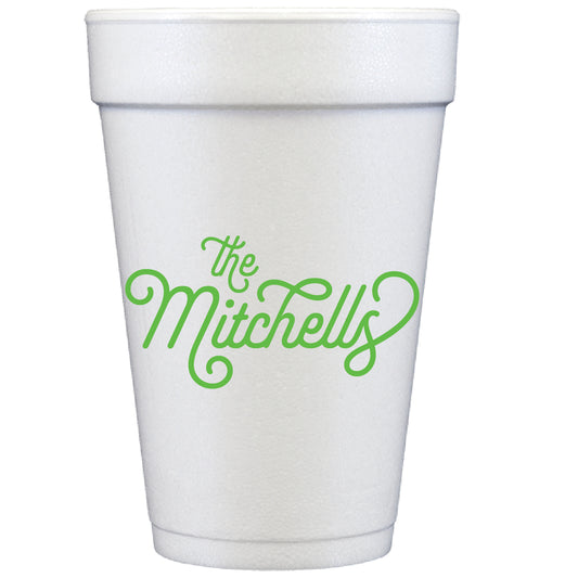 swirly script | styrofoam cups