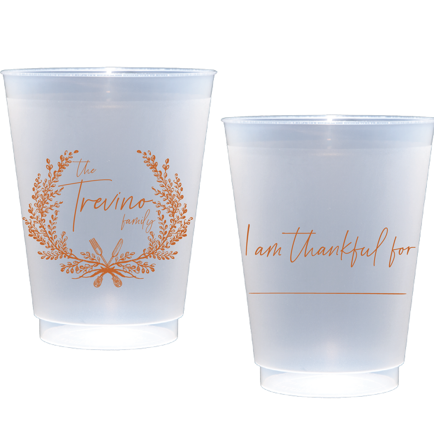 Personalized Thanksgiving family frosted flex cups