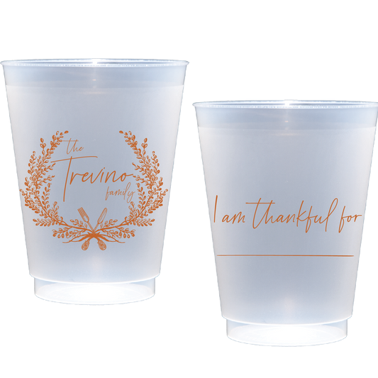 Personalized Thanksgiving family frosted flex cups