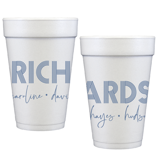 personalized family name custom styrofoam cups