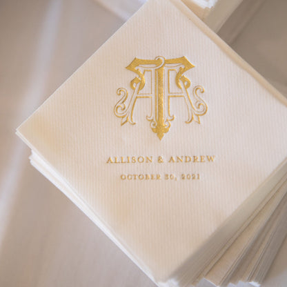 personalized wedding luncheon and dinner napkins