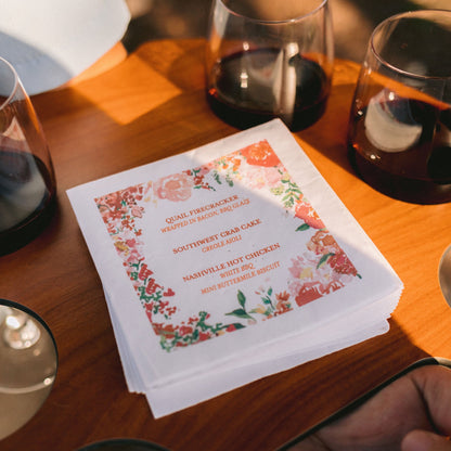 Personalized colorful menu beverage napkins