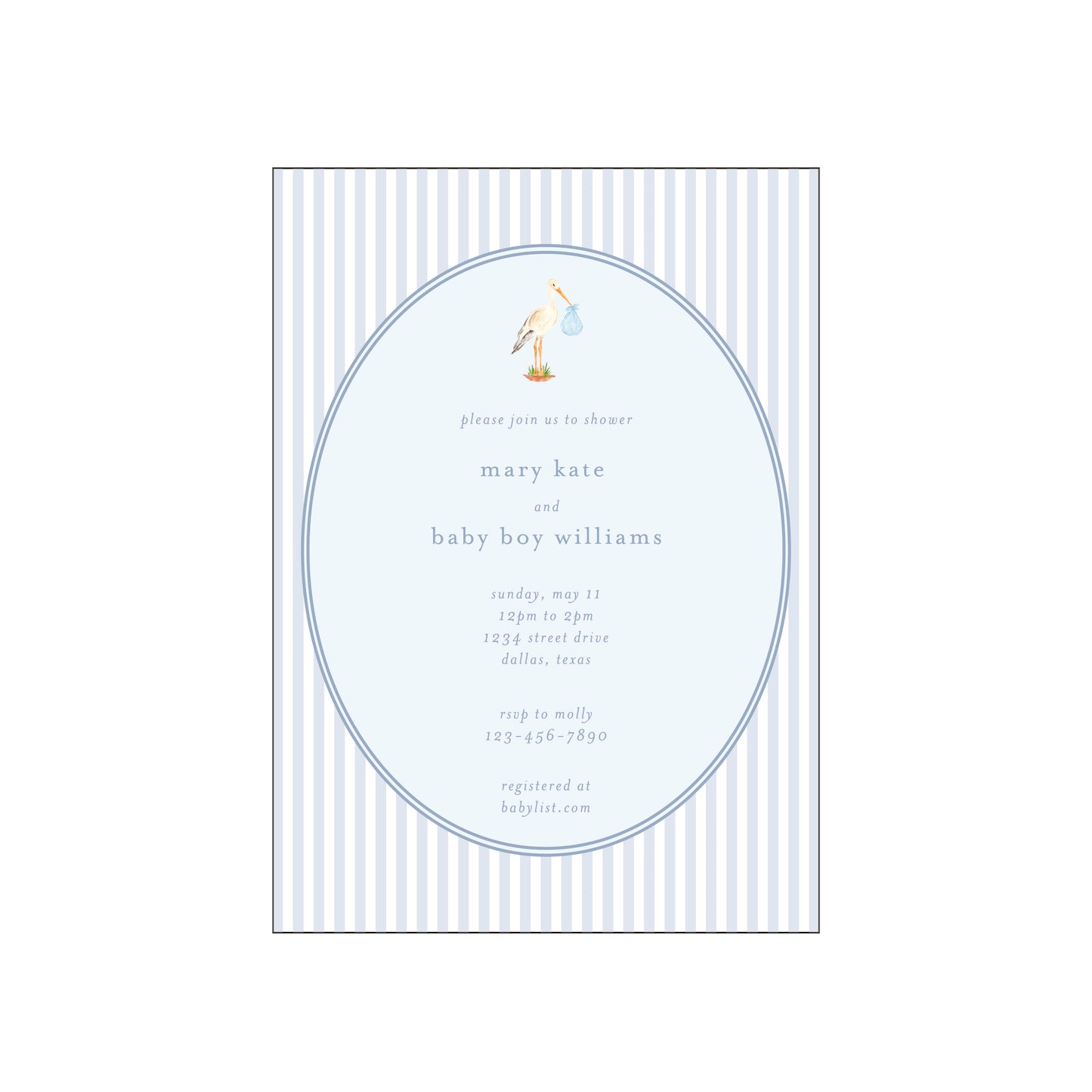 baby boy stork | invitation