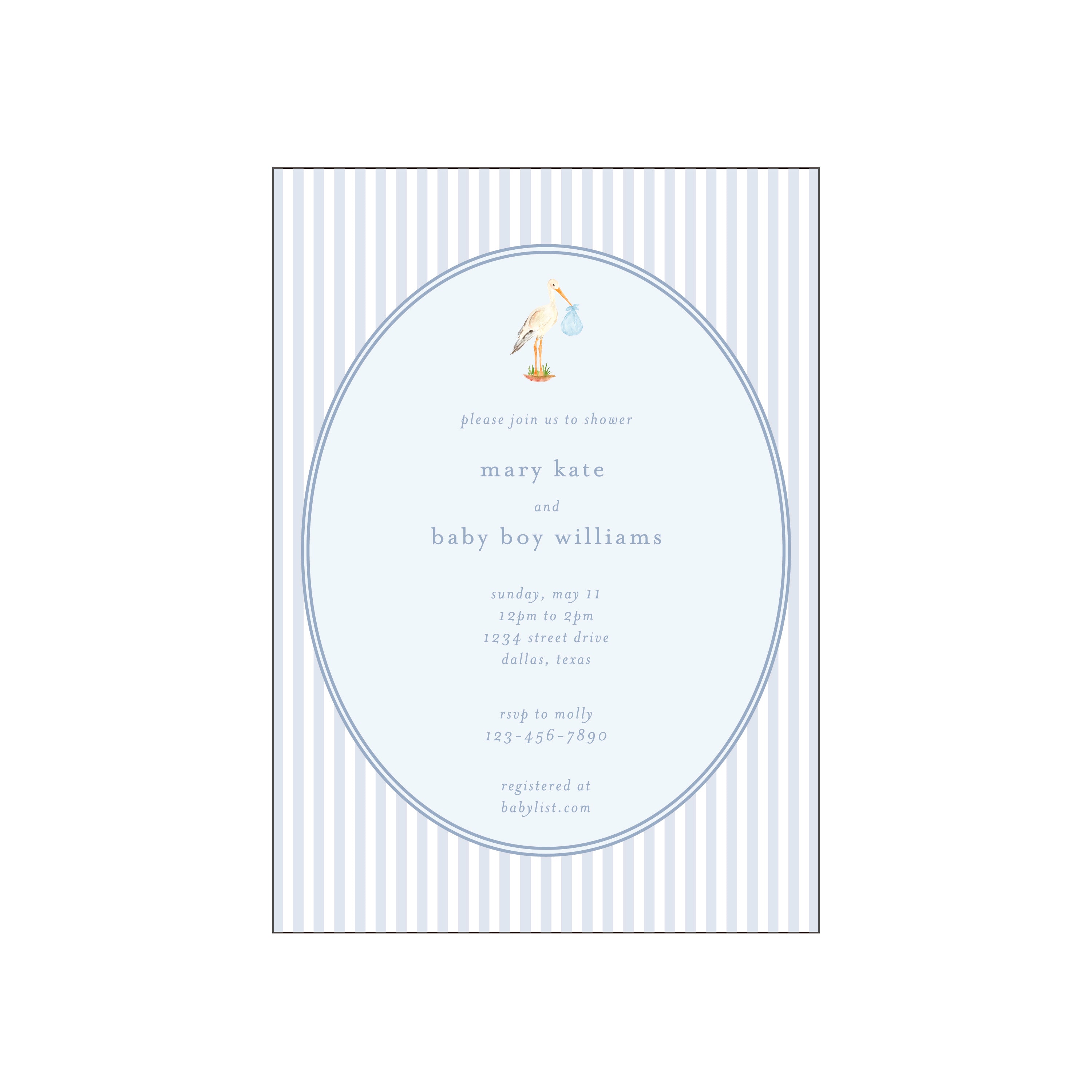 baby boy stork | invitation