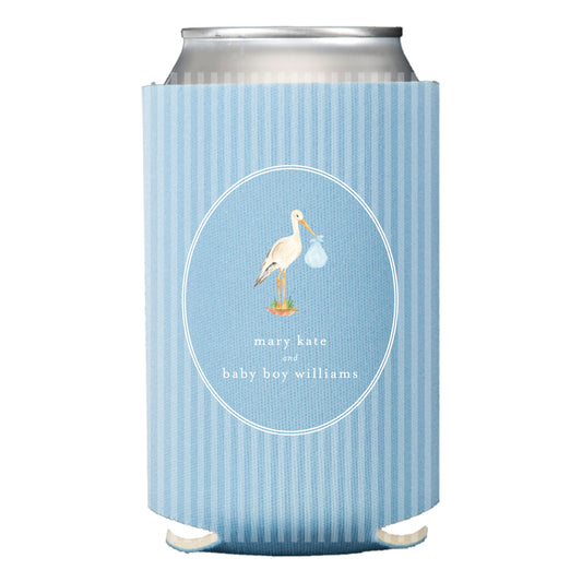 baby boy stork | can cooler