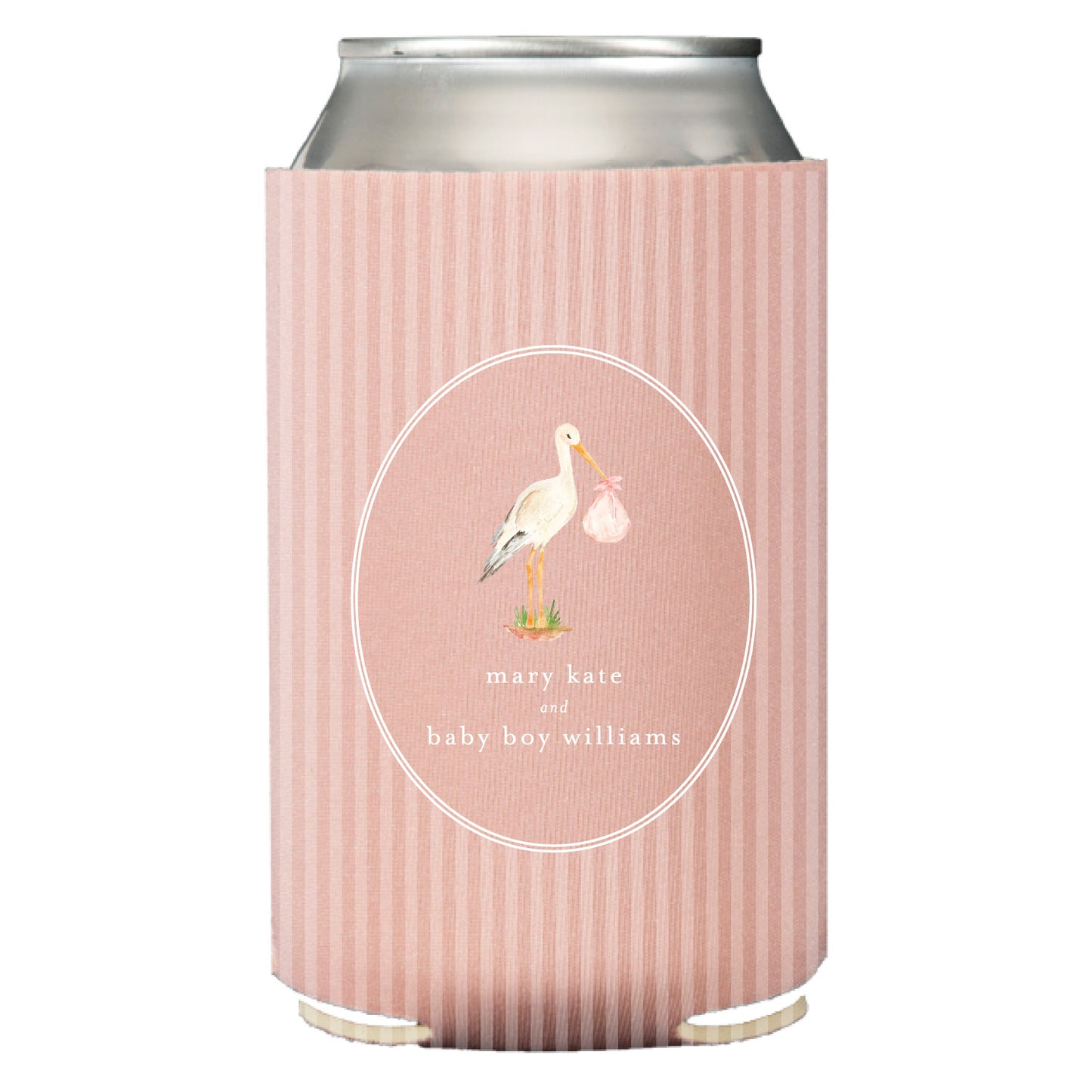 baby girl stork | can cooler