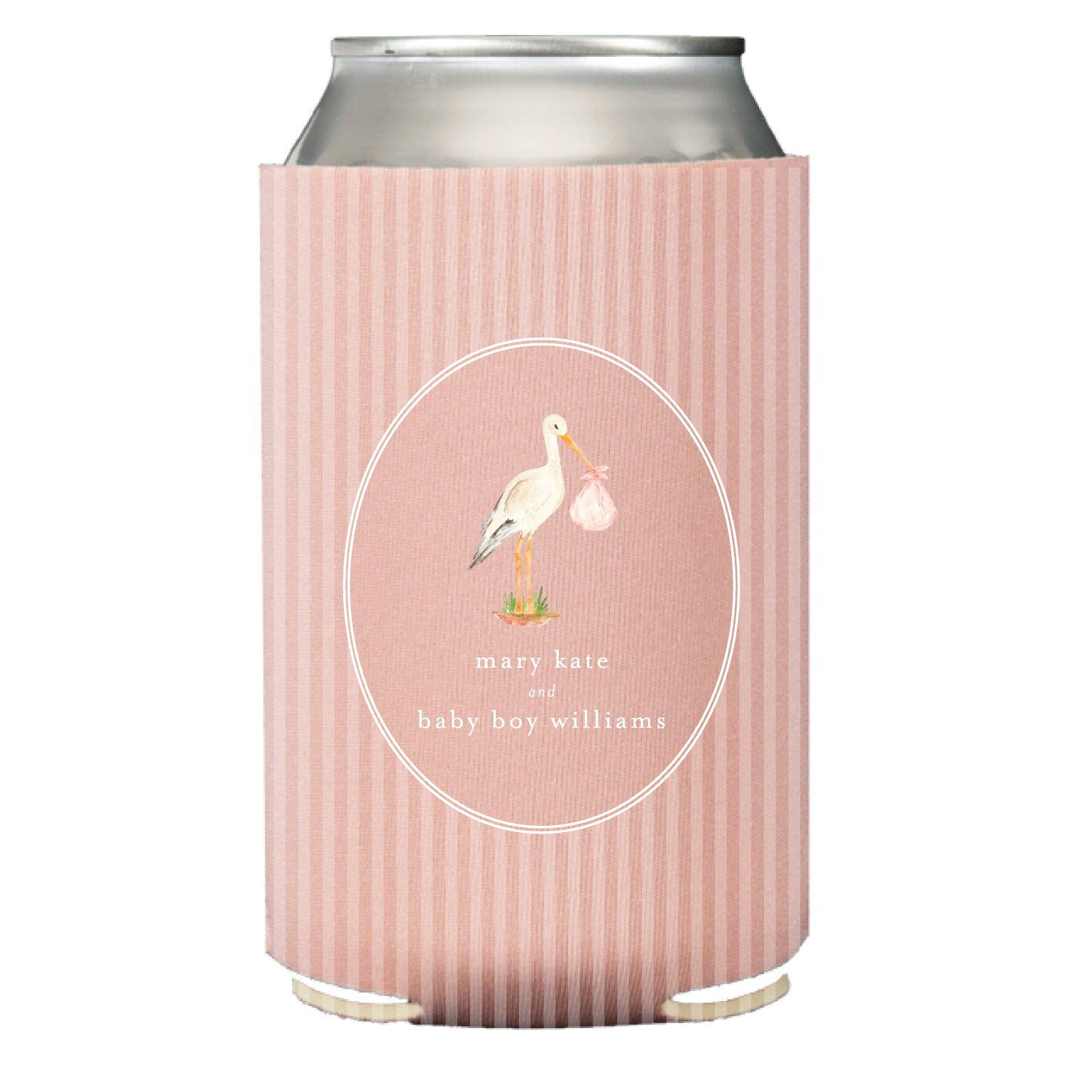 baby girl stork | can cooler