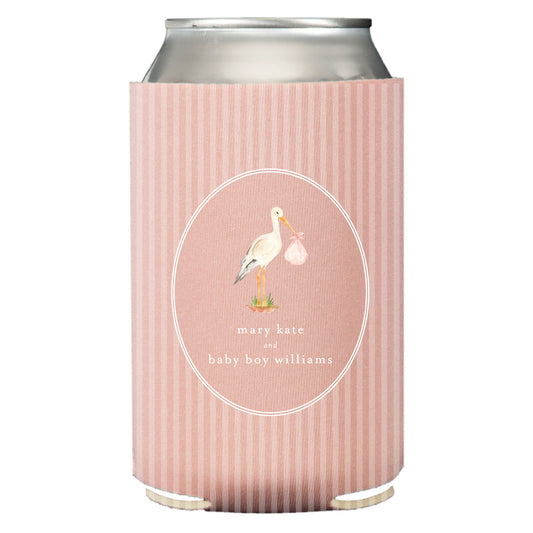 baby girl stork | can cooler