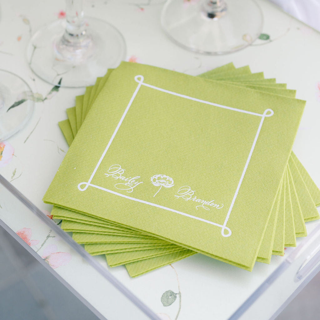 beverage napkins | custom design | solid linen-like, 1-color printing