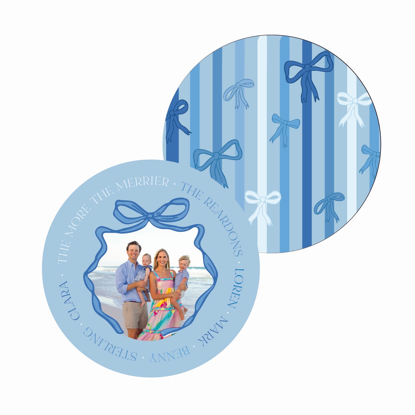 colorful christmas bow | holiday card | digital printed | die-cut shape