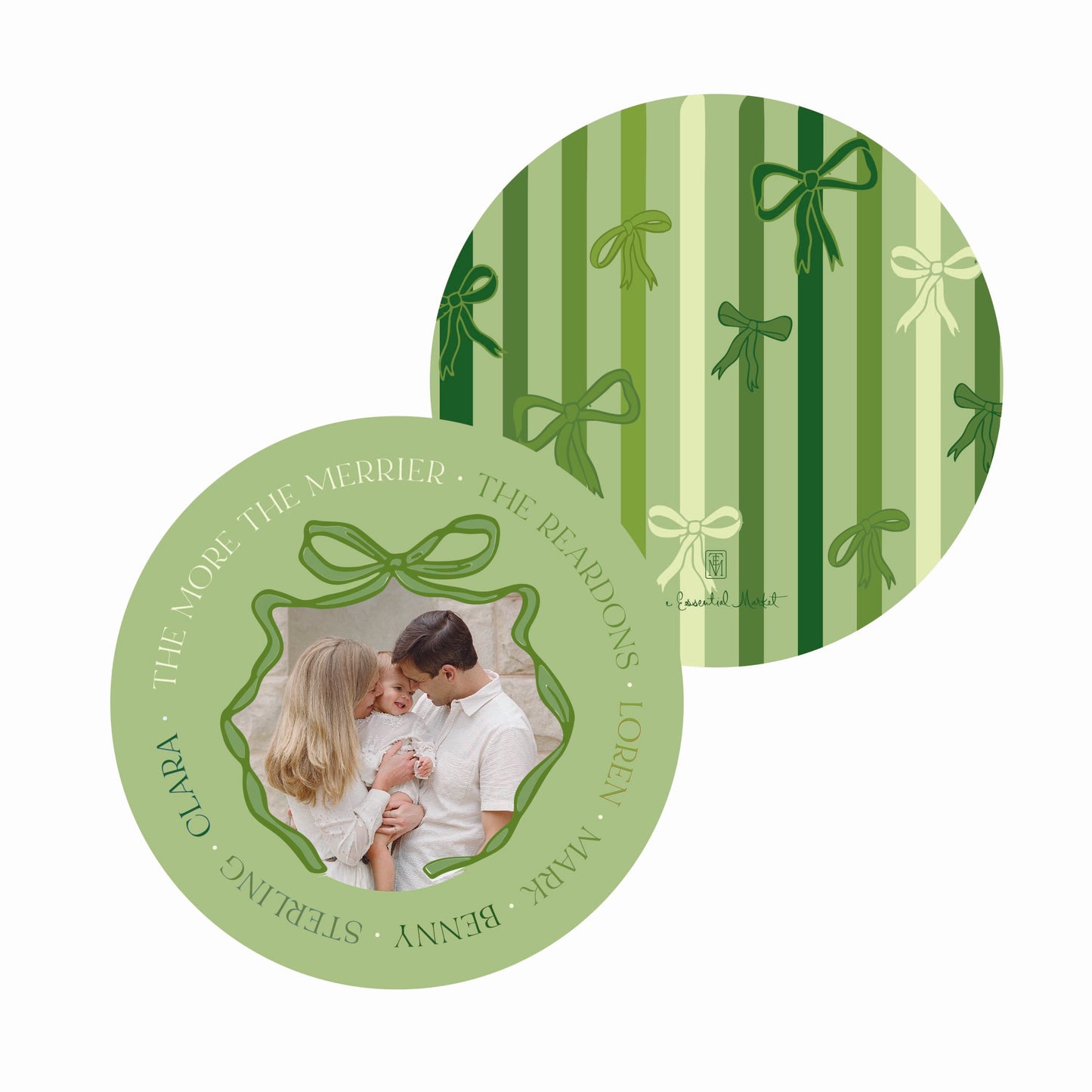 colorful christmas bow | holiday card | digital printed | die-cut shape