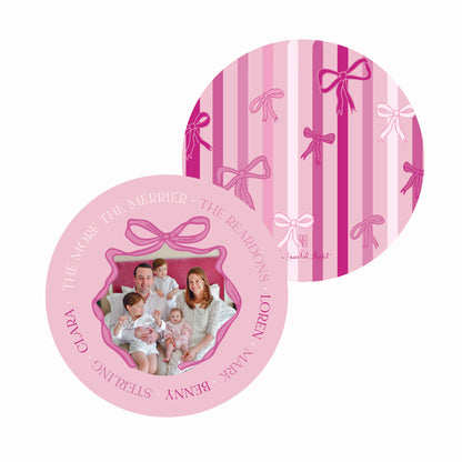 colorful christmas bow | holiday card | digital printed | die-cut shape