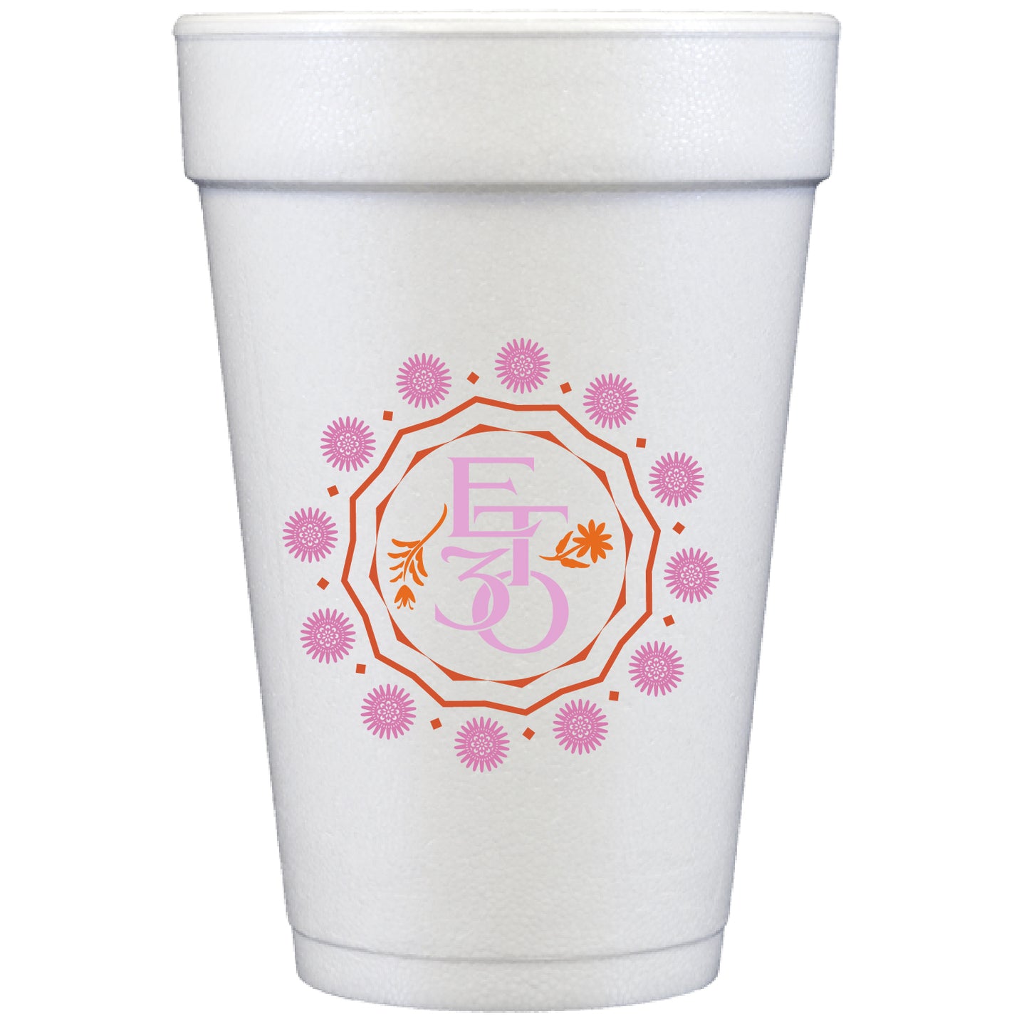 birthday monogram | styrofoam cups