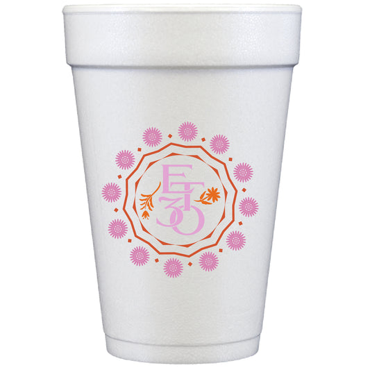 birthday monogram | styrofoam cups