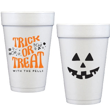 Personalized trick or treat styrofoam cups