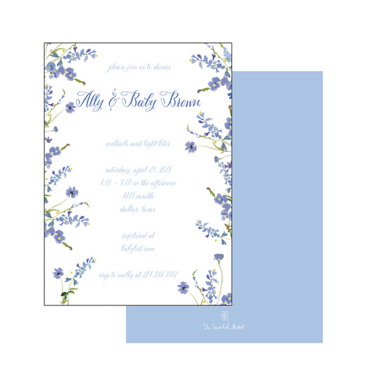 pink and blue bonnets | invitation | blue