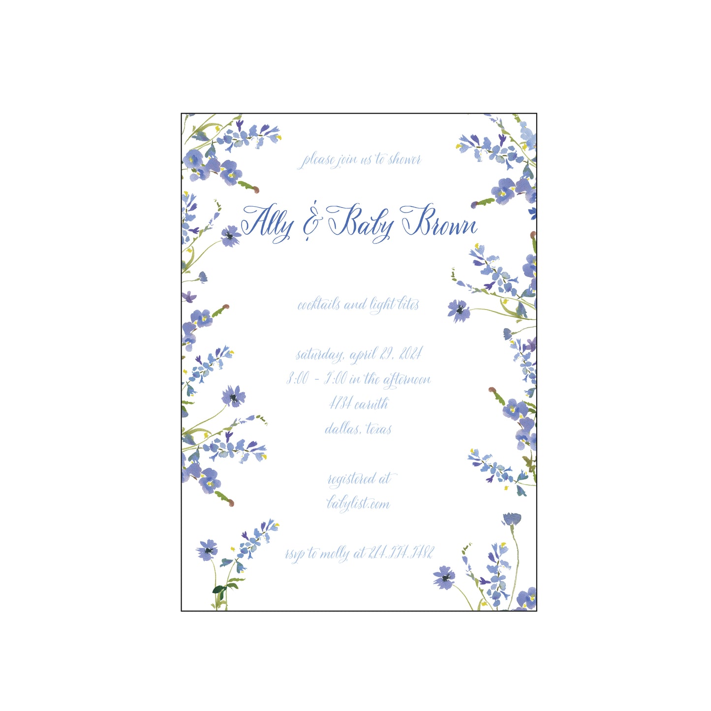pink and blue bonnets | invitation | blue
