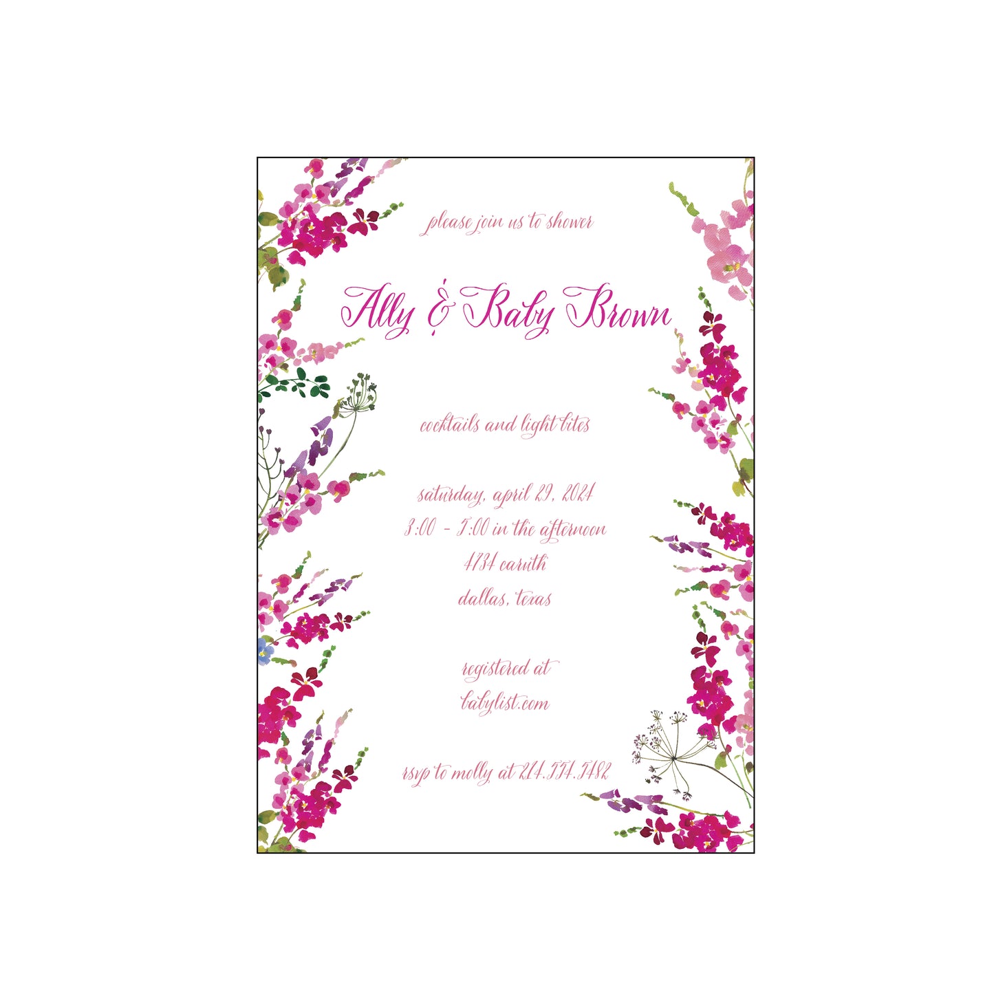 pink and blue bonnets | invitation | pink