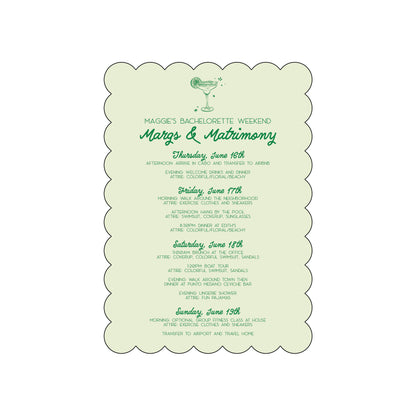 margs & matrimony | itinerary