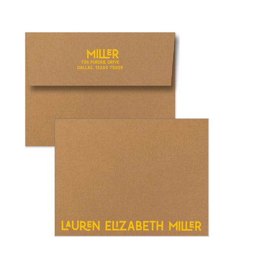 colored stationery cards with foil stamp personalization by the essenetial market