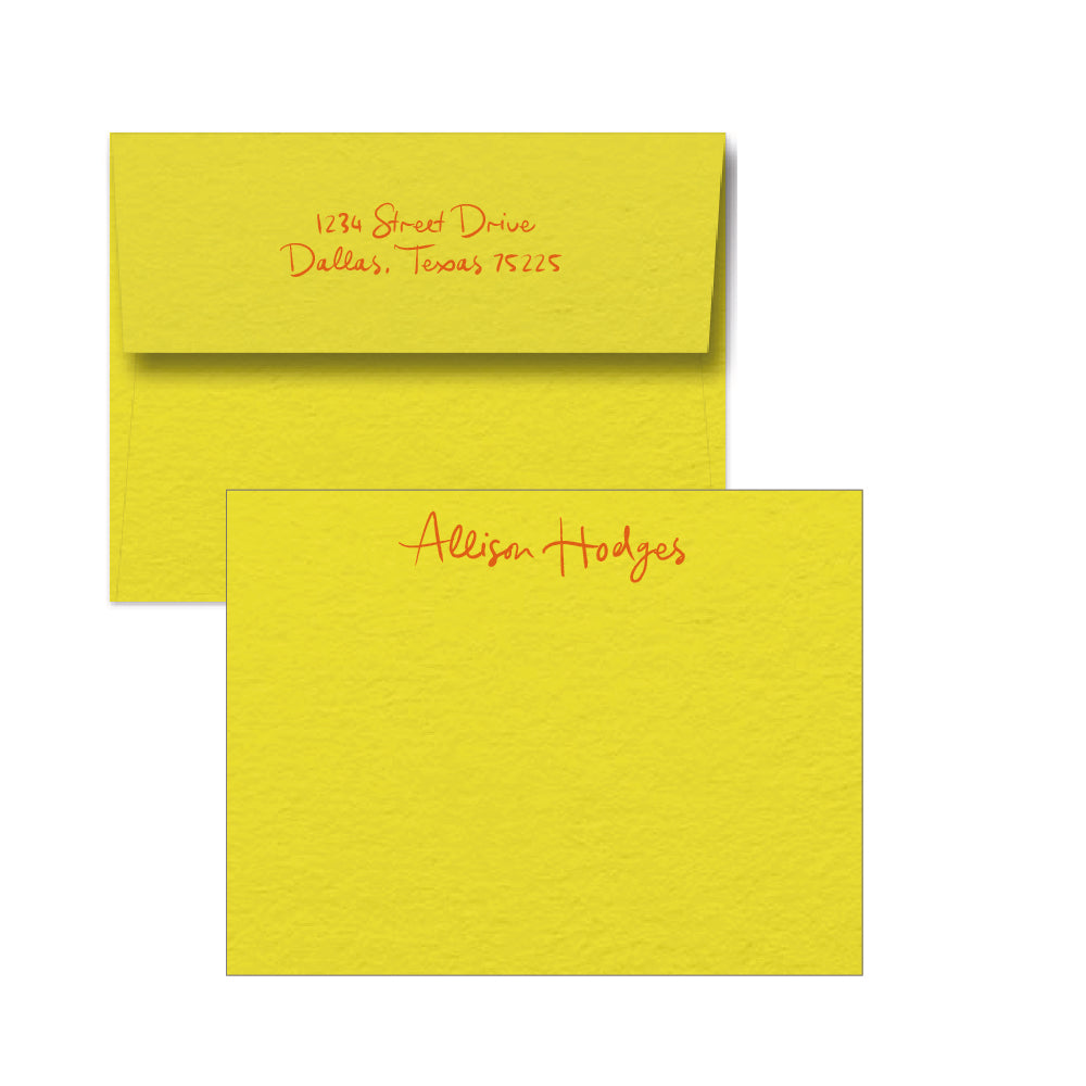 colored stationery cards with foil stamp personalization by the essenetial market